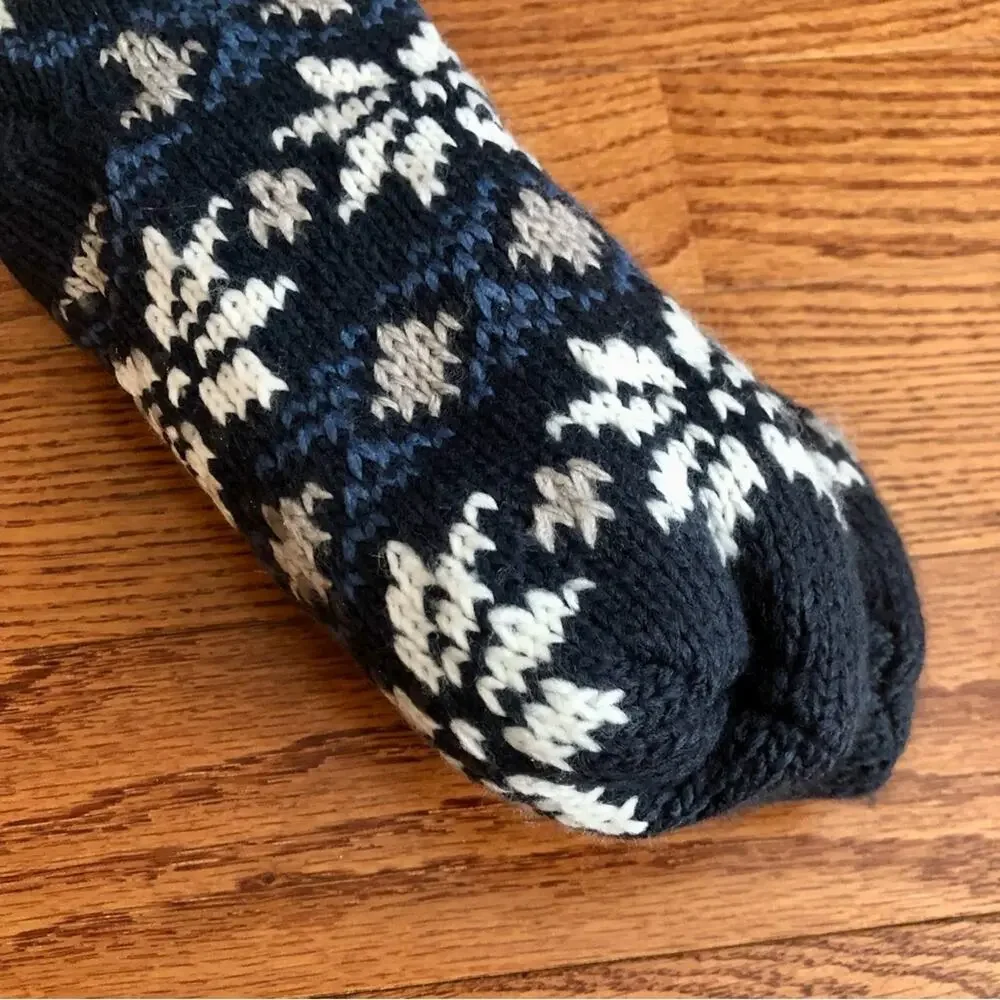 JOY Slipper Socks Grippers Navy Blue Faux Shearling Lining Women’s Size 4-10 NWT
